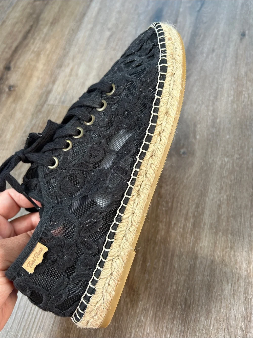 Women's Black Lace Espadrille Sneaker